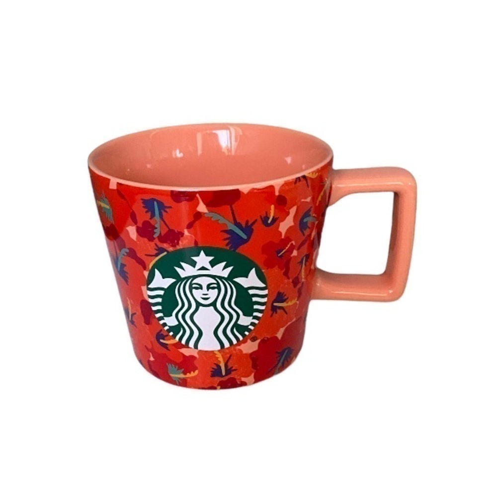 limited Starbucks Summer 2020 Hibiscus Flower Ceramic Cup Mug 14 fl oz Orange